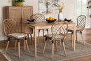 Frank Greywashed Rattan and Natural Brown 5-Piece Dining Set Baxton