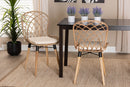 Frank Natural Brown Teak Wood and Greywashed Rattan 2Pc Dining Chair Set Baxton
