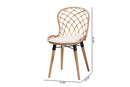 Frank Natural Brown Teak Wood and Greywashed Rattan 2Pc Dining Chair Set Baxton