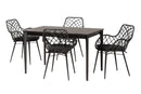 Langley Black and Rattan 5-Piece Dining Set Baxton