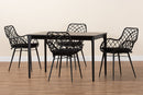 Langley Black and Rattan 5-Piece Dining Set Baxton