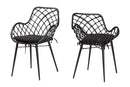 Langley Black Finished Rattan and Metal 2Pc Dining Chair Set Baxton