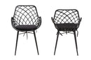 Langley Black Finished Rattan and Metal 2Pc Dining Chair Set Baxton