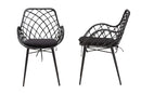 Langley Black Finished Rattan and Metal 2Pc Dining Chair Set Baxton