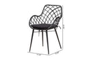 Langley Black Finished Rattan and Metal 2Pc Dining Chair Set Baxton