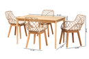 Langley Greywashed Rattan and Natural Brown 5-Piece Dining Set Baxton