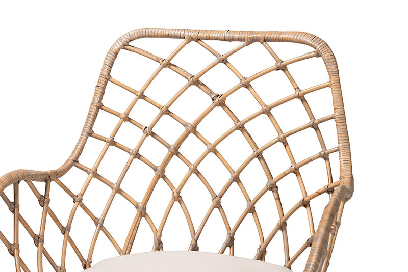 Langley Greywashed Rattan and Natural Brown 2Pc Dining Chair Set Baxton