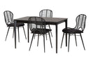 Clement Black and Rattan 5-Piece Dining Set Baxton