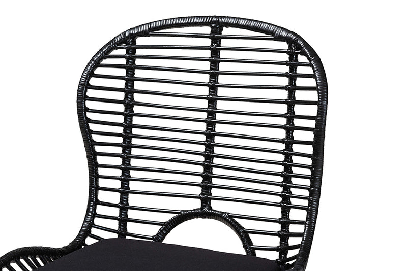 Clement Black and Rattan 5-Piece Dining Set Baxton