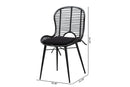 Clement Black Finished Rattan and Metal 2Pc Dining Chair Set Baxton