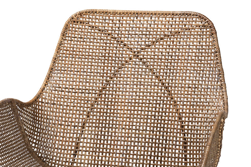 Langley Greywashed Rattan and Black Metal 5-Piece Dining Set Baxton