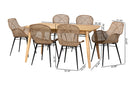 Maryland Greywashed Rattan and Natural Brown 7-Piece Dining Set Baxton