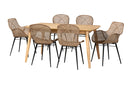 Maryland Greywashed Rattan and Natural Brown 7-Piece Dining Set Baxton