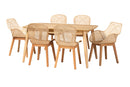 Maryland Natural Brown and Rattan 7-Piece Dining Set Baxton
