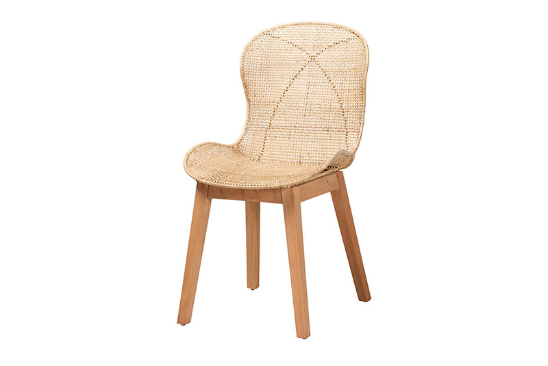 Maryland Natural Brown and Rattan 7-Piece Dining Set Baxton