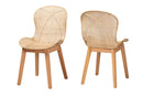 Frank Japandi Natural Brown Mahogany and Rattan 2Pc Dining Chair Set Baxton