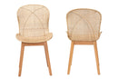 Frank Japandi Natural Brown Mahogany and Rattan 2Pc Dining Chair Set Baxton