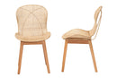 Frank Japandi Natural Brown Mahogany and Rattan 2Pc Dining Chair Set Baxton