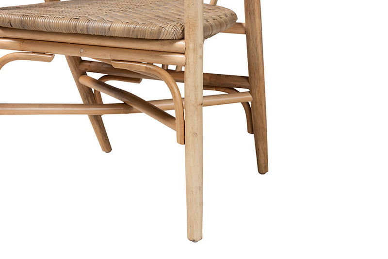 Leane Natural Brown and Rattan 5-Piece Dining Set Baxton