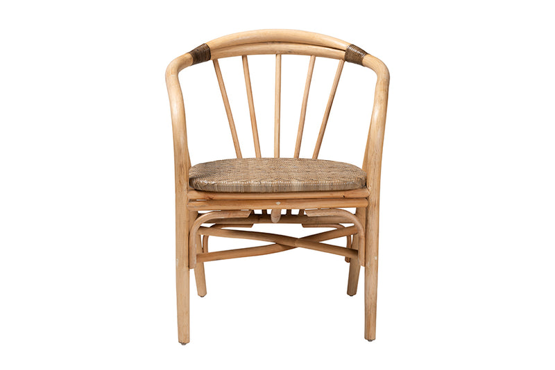 Leane Modern Bohemian Natural Brown Rattan Dining Chair