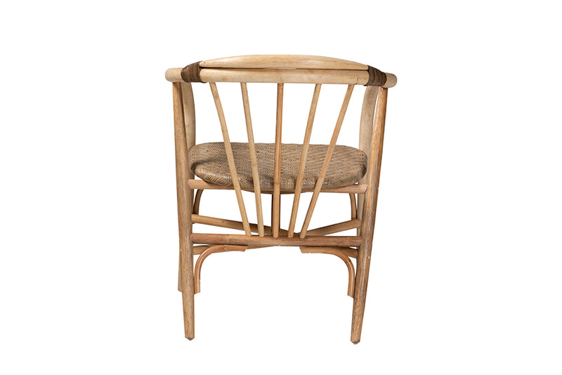 Leane Modern Bohemian Natural Brown Rattan Dining Chair