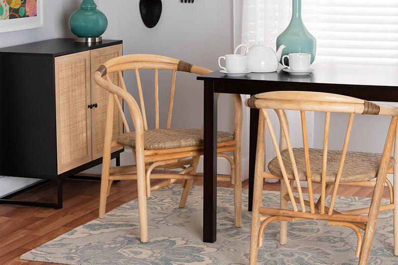Leane Natural Brown Rattan Dining Chair Baxton