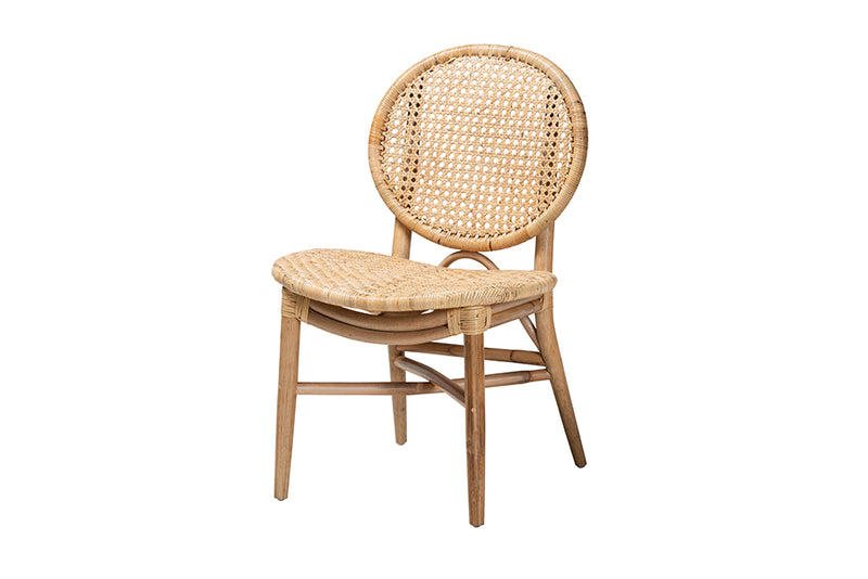 Hedia Modern Bohemian Natural Brown Rattan Dining Chair