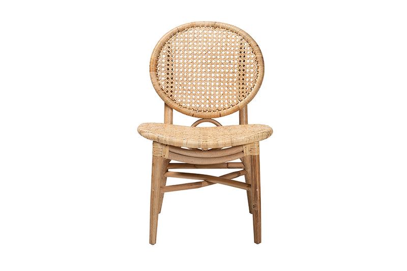 Hedia Modern Bohemian Natural Brown Rattan Dining Chair