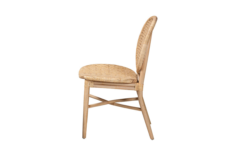 Hedia Modern Bohemian Natural Brown Rattan Dining Chair