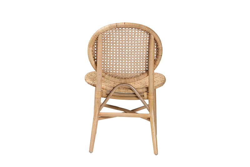 Hedia Modern Bohemian Natural Brown Rattan Dining Chair