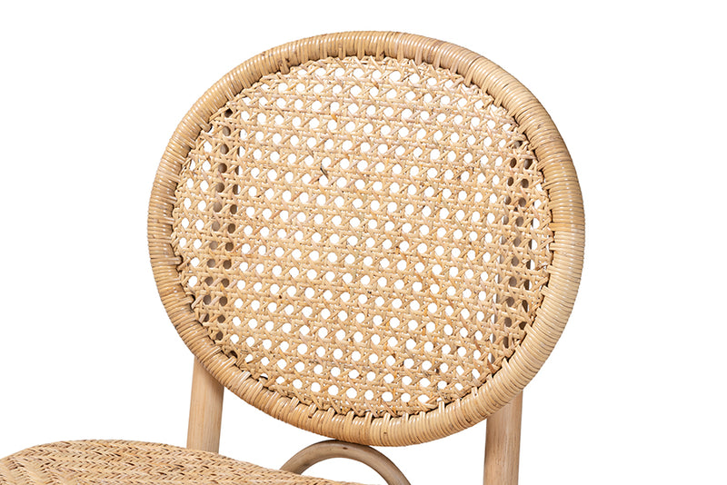 Hedia Modern Bohemian Natural Brown Rattan Dining Chair