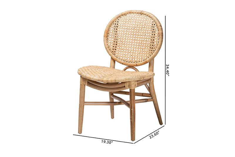 Hedia Modern Bohemian Natural Brown Rattan Dining Chair