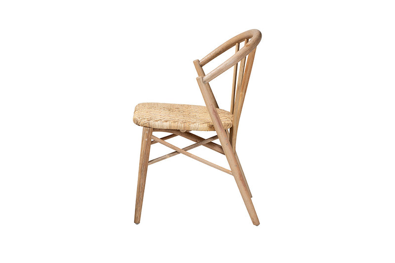 Karla Natural Brown and Rattan Dining Chair Baxton
