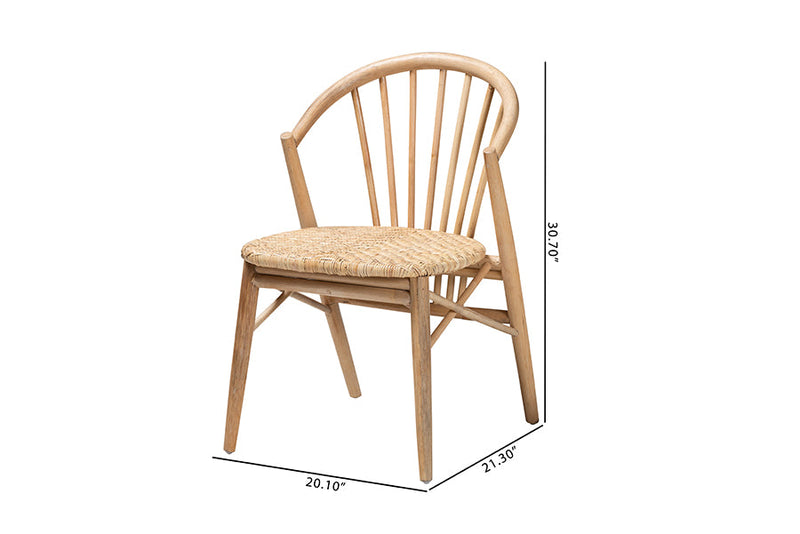 Karla Natural Brown and Rattan Dining Chair Baxton