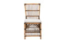 Galia White Fabric and Natural Brown Rattan Dining Chair Baxton