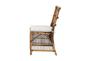 Galia White Fabric and Natural Brown Rattan Dining Chair Baxton