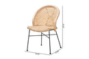 Sarita Natural Brown Rattan and Black Metal Dining Chair Baxton