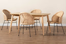 Sarita Natural Brown Rattan and Black Metal 5-Piece Dining Set Baxton