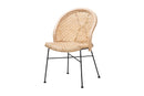 Sarita Natural Brown Rattan and Black Metal Dining Chair Baxton