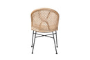 Sarita Natural Brown Rattan and Black Metal Dining Chair Baxton