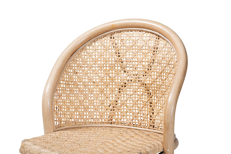Sarita Natural Brown Rattan and Black Metal Dining Chair Baxton