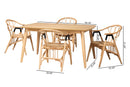 Leland Natural Brown and Rattan 5-Piece Dining Set Baxton