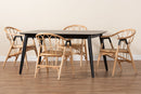 Leland Black and Natural Rattan 5-Piece Dining Set Baxton