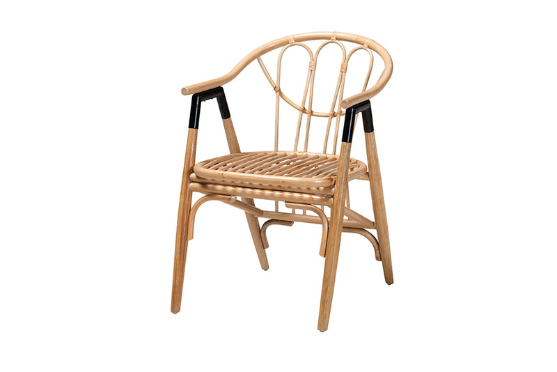 Leland Modern Bohemian Natural Brown Rattan Dining Chair