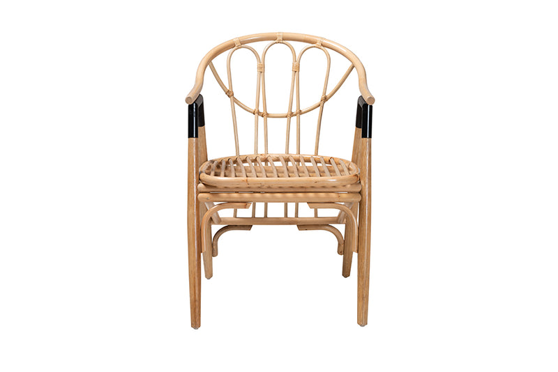 Leland Modern Bohemian Natural Brown Rattan Dining Chair