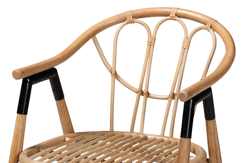 Leland Modern Bohemian Natural Brown Rattan Dining Chair