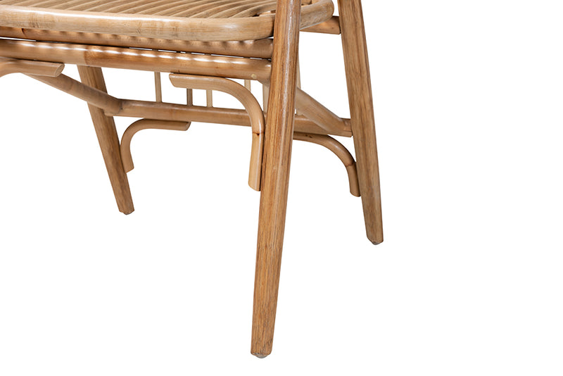 Leland Modern Bohemian Natural Brown Rattan Dining Chair