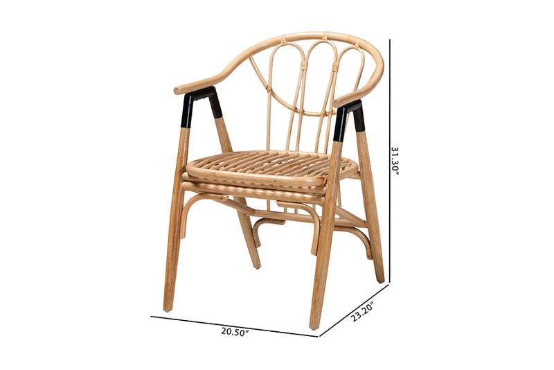 Leland Natural Brown Rattan Dining Chair Baxton