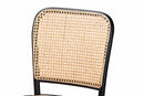 Brandon Brown Woven Rattan and Black Wood Cane Counter Stool Baxton