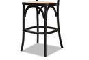 Brandon Brown Woven Rattan and Black Wood Cane Counter Stool Baxton